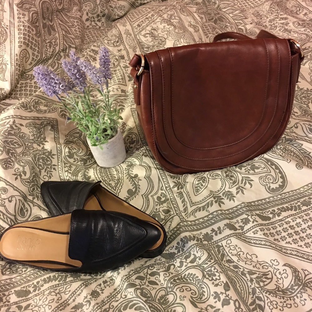 Sole Society Cognac Vegan Leather Crossbody Purse